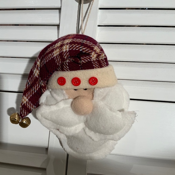 🌼 2/$10🌼  Plush Santa Ornament - Maroon Plaid - Picture 3 of 3